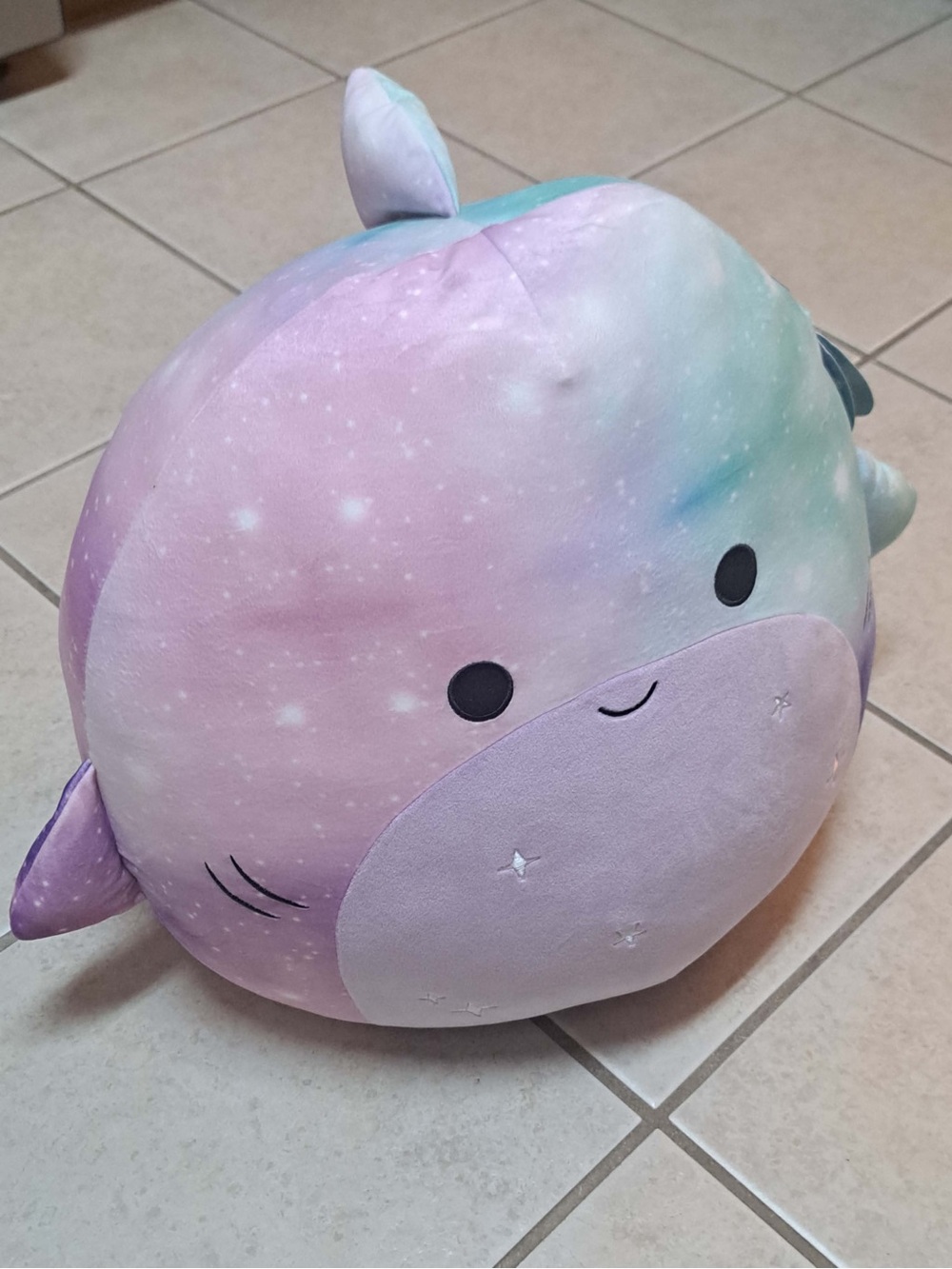 Squishmallows 16" Tall "Aaliyah the Galaxy Shark" plush - tie-dye pastel design